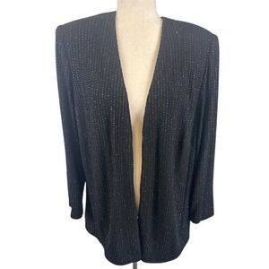 Alex Evenings Black Sparkle Jacket Single Hook Closure Dressy Party‎ Size 16W